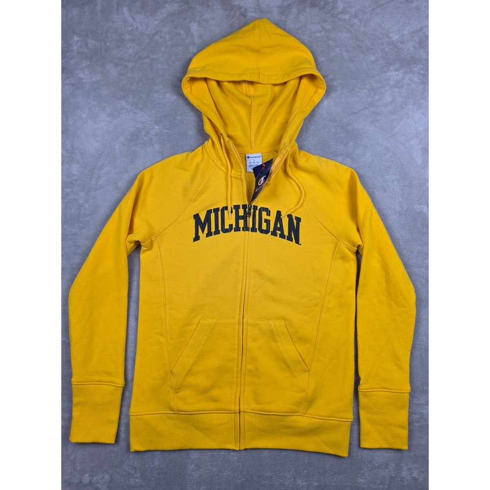 Champion Michigan Wolverins Hoodie Women S Yellow Full Zip Graphic Sweatshirt
